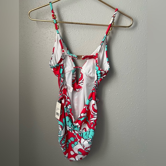 New Trina Turk Garden Bloom Plunge One Piece Swimsuit size 8 - Picture 4 of 7